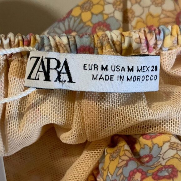 Zara Women's Floral Off the Shoulder Satin Effect Crop Top Size M NWT - Picture 8 of 14